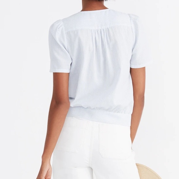 Madewell Short-Sleeve Wrap Top in Stripe size xs - Picture 3 of 7